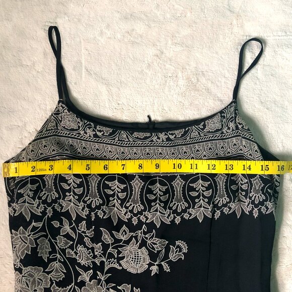 Margaret M made in Canada BOHO taupe cream black MAXI spaghetti strap dress 6 - Picture 6 of 7